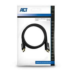 ACT AC7550 video kabel adapter 1,8 m DisplayPort HDMI Type A (Standaard) Zwart