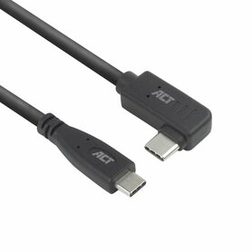 ACT AC7405 | USB 3.0 Kabel | USB-C (recht) naar USB-C (haaks) | 60W | 10Gbps | 0,5m | Zwart