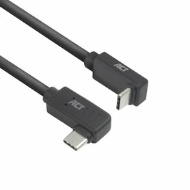 ACT AC7480 | USB 3.2 Gen 2 Kabel | USB-C (haaks links/rechts) naar USB-C (haaks boven/beneden) | 60W | 10Gbps | 0,5m | Zwart