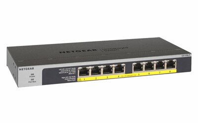 NETGEAR GS108LP | Unmanaged Switch | 8 Poorten | Gigabit Ethernet (10/100/1000 Mbps) | 8x PoE+ (60W) | FlexPoE | Fanless | 1U Rackmount