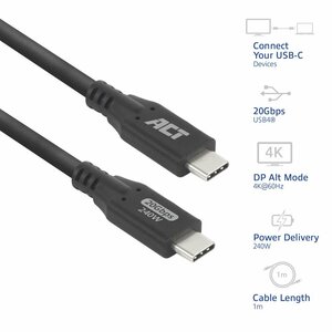 ACT USB4 20Gbps 240W USB Type-C kabel, 1 meter